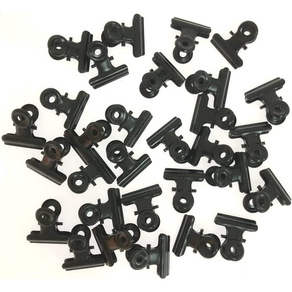 30 x Black Small Bulldog Clips 22mm, Metal Hinge Clip Bulldog Clips for Home and Office Supplies