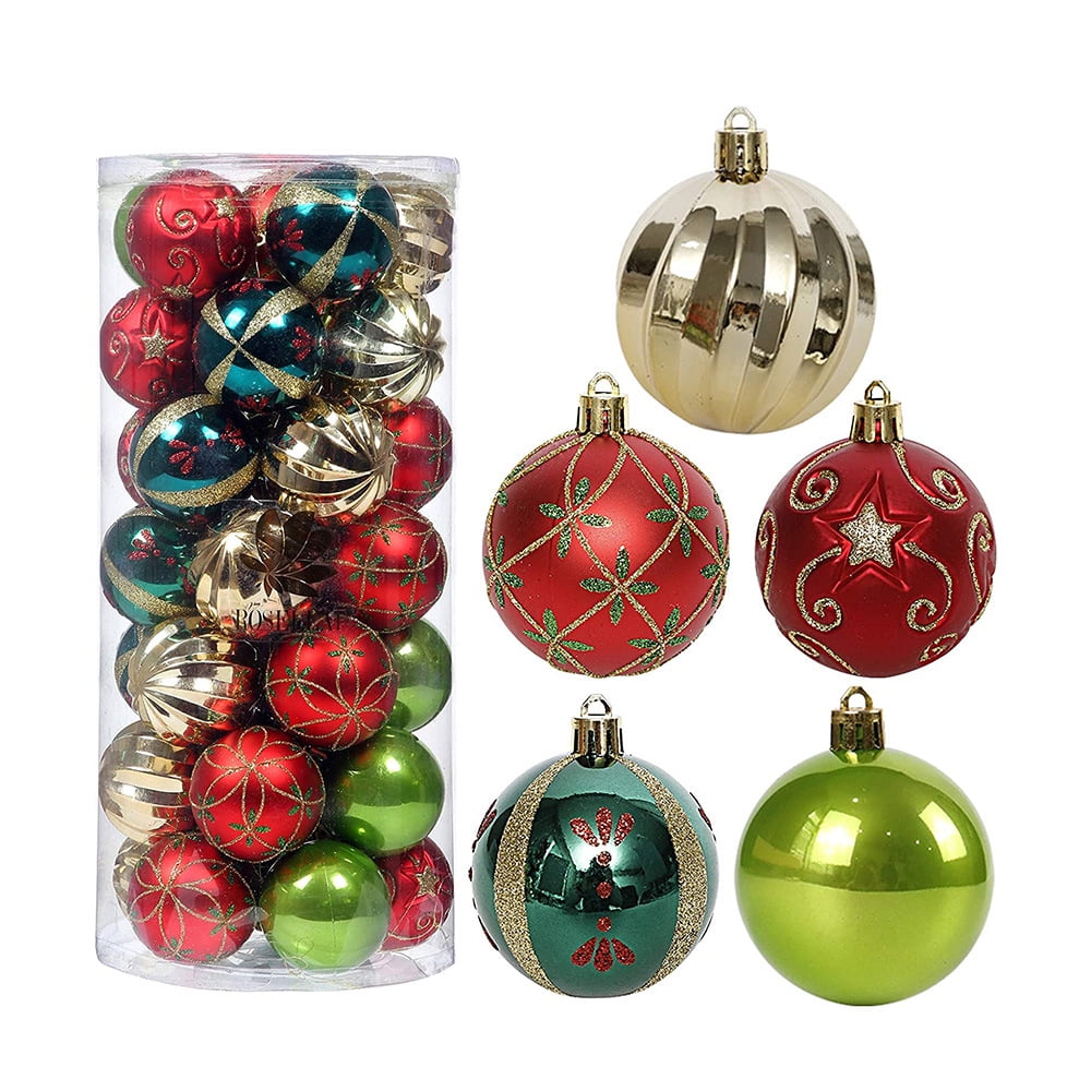 30 x Christmas ball tree decorations, plastic Christmas tree balls