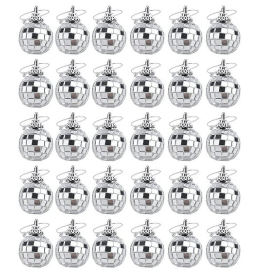 30 x Disco Ball Ornaments-silver