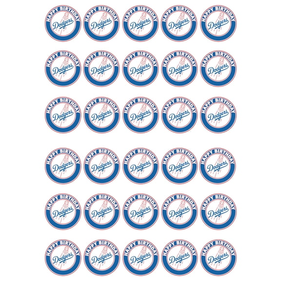 30 x Edible Cupcake Toppers  LA's Baseball Themed Collection of Edible Cake Decorations | Uncut Edible on Wafer Sheet
