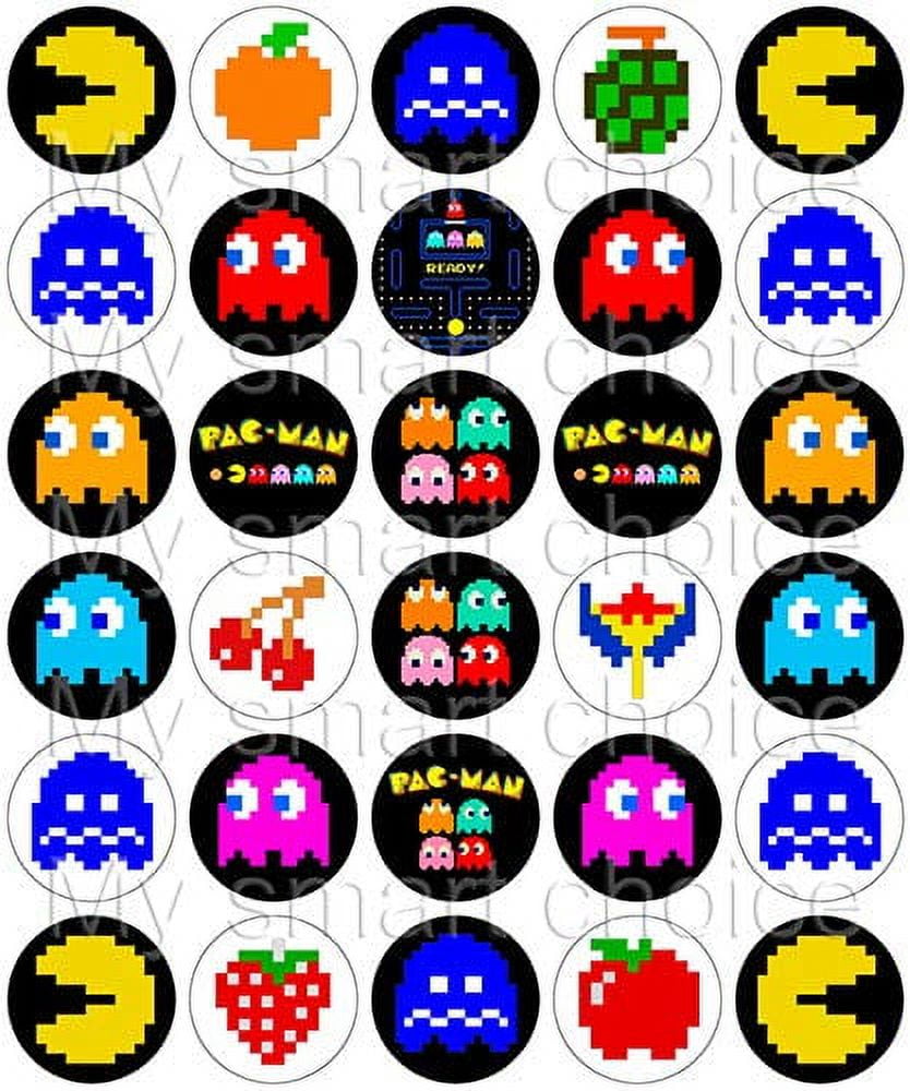 30 x Edible Cupcake Toppers – PacMan Retro Themed Collection of Edible Cake  Decorations