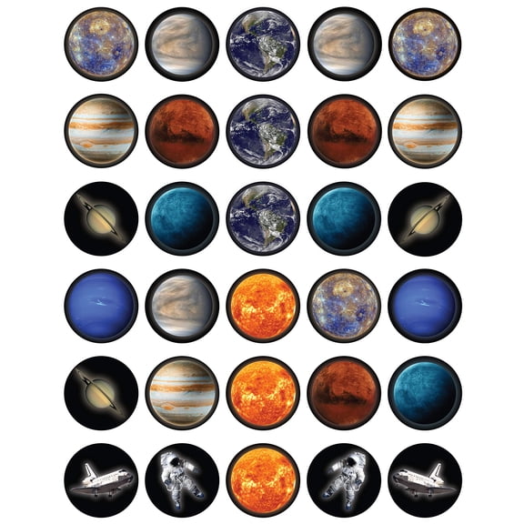 30 x Cupcake Toppers Themed of Planet Collection - Edible Cake Decorations | Uncut on Wafer Sheet