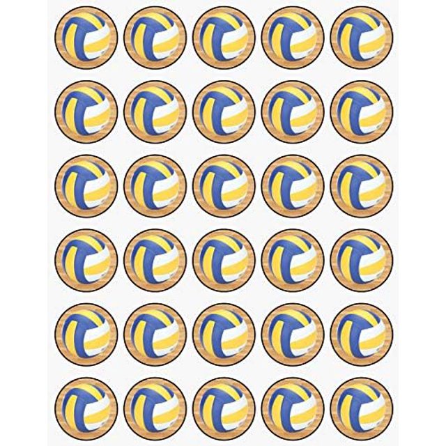 30 x Edible Cupcake Toppers Themed of Volleyball Collection of Edible