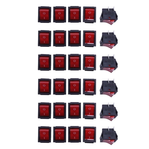 30 x Red Illuminated Light On/ DPST Boat Rocker Switch 16A/250V 20A/125V AC
