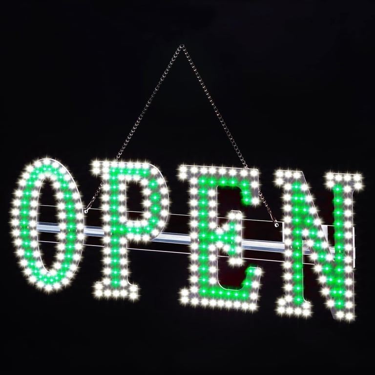 Ultima LED Neon Open Sign For Business: Vertical Lighted Sign Open With ...