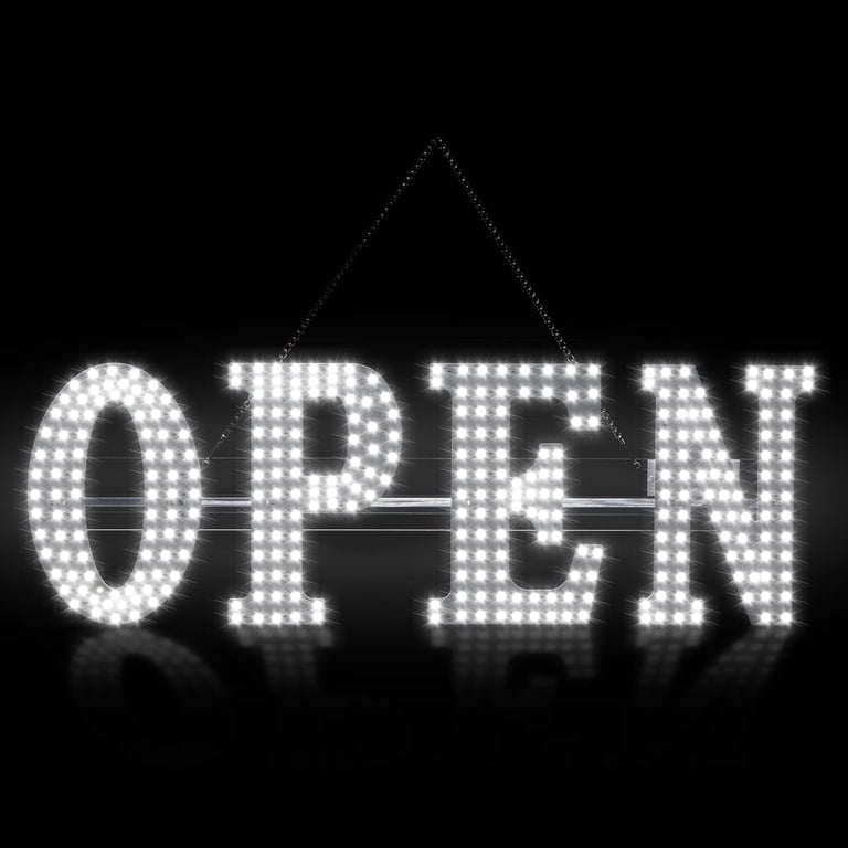 Ultra Bright LED Neon “OPEN” Sign For Business Store – Animated Motion Light With Hanging Chain