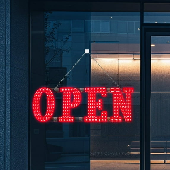 30"x10" Large LED Open Signs for Business with Super Bright Unique Design Red Open Sign Including Hanging Installation for Window Stores, Bar, Hotel, Retail Shops, Salon, Restaurant, Office