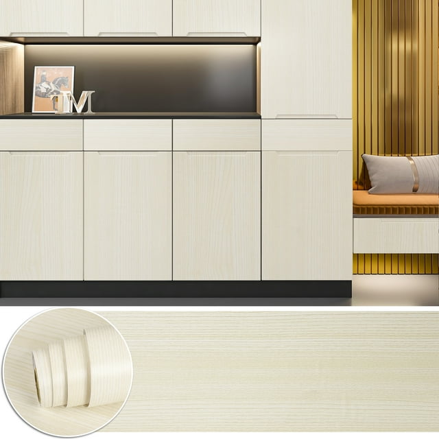 30"x118" Natural White Wood Grain Wallpaper 30 Inches Wide Peel and