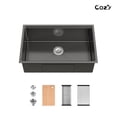 thumbnail image 1 of 30″x19″ Stainless Steel Kitchen Sink, Single Bowl, Undermount Handmade Sink in Black, with Cutting Board, Colander, SS-BL07D-301908-2, 1 of 12