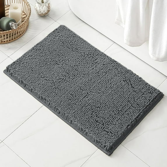 30"x20" - Dark Grey Soft Cozy Plush Chenille Bath Mat Bathroom Rug