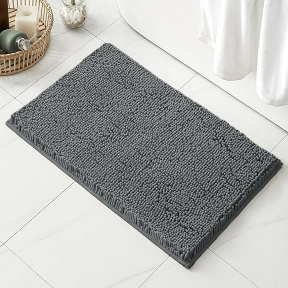 30"x20" - Dark Grey Soft Cozy Plush Chenille Bath Mat Bathroom Rug
