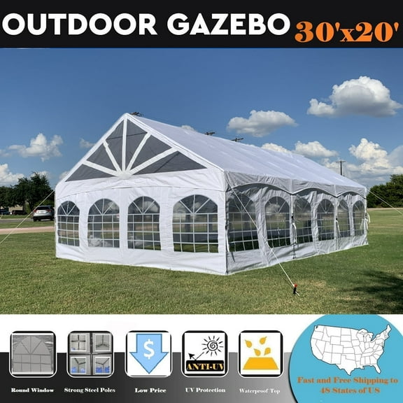 30'x20' PE Marquee - Party Tent Canopy Shelter with Clear Ends By DELTA Canopies