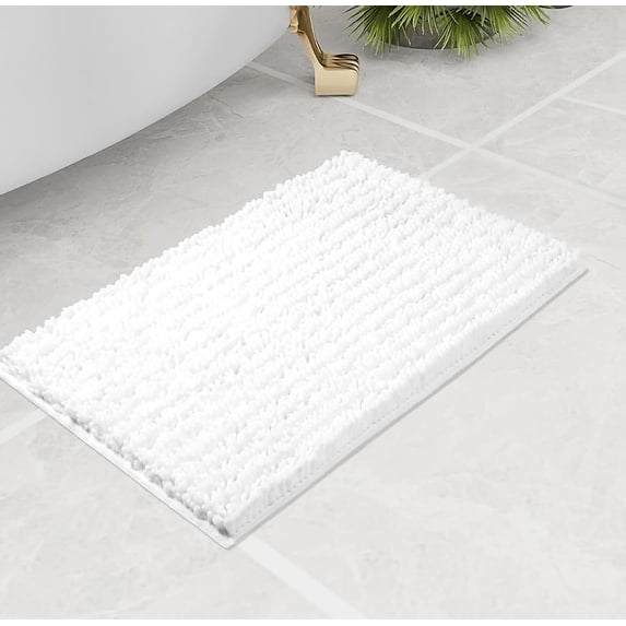 30"x20" - White Soft Cozy Plush Chenille Bath Mat Bathroom Rug