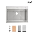 thumbnail image 1 of 30″x22″ Stainless Steel Single Bowl Overmount Kitchen Sink, Brushed, with Board & Colander, 1 Pc – SS-BR01D-302208, 1 of 12