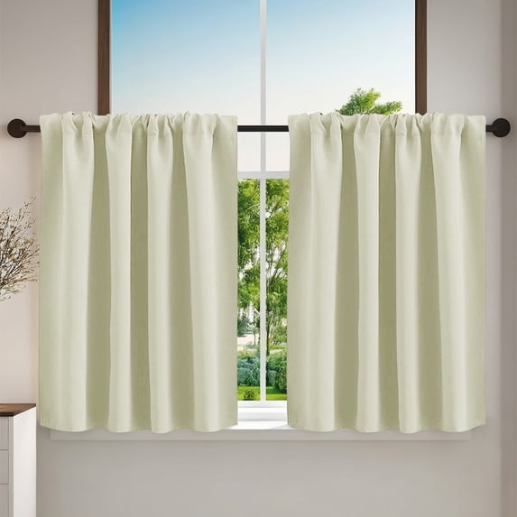 30"x24" Half Window Curtain, Rod Pocket Kitchen Curtain, Short Blackout Curtain for Small Window