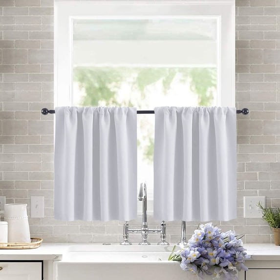 30"x24" Half Window Curtain, Rod Pocket Kitchen Curtain, Short Blackout Curtain for Small Window