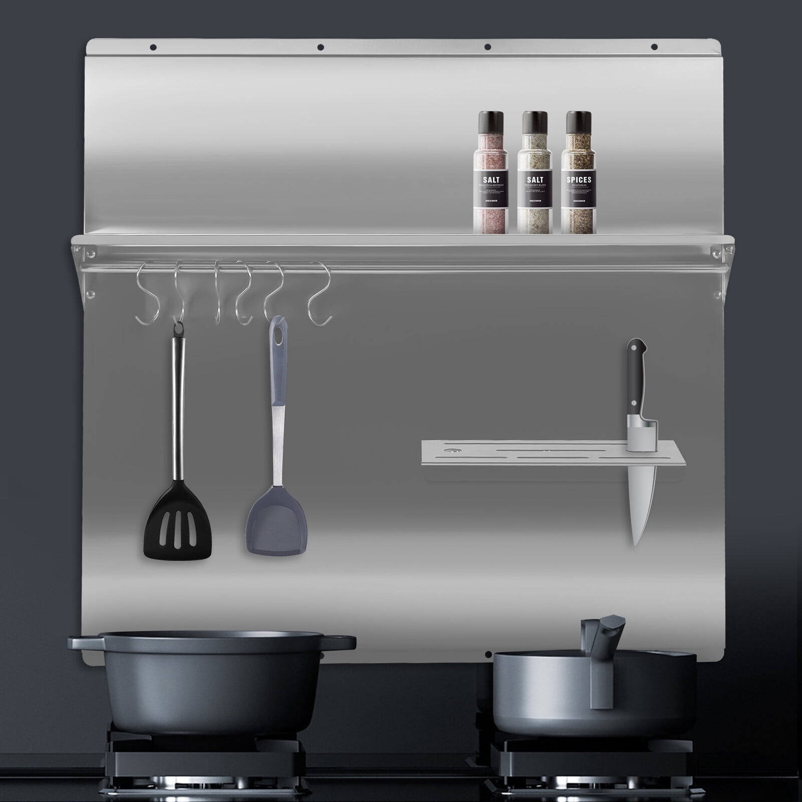 30"x30.7 inch Stainless Steel Kitchen Backsplash Range Hood Wall Shield+6 Hooks