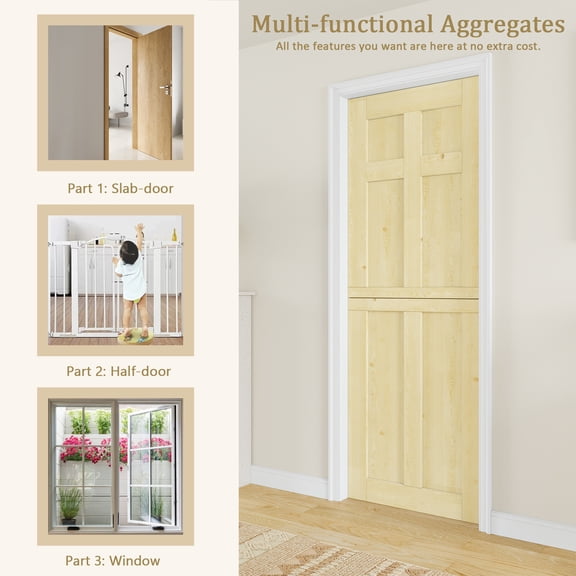 30''x80''Qucik Assemble Jamb, Not Prehung, 6 Panels Split Dutch Door Unfinished Solid Pine Wood Clear Glass Slab Doors Half Interior Door