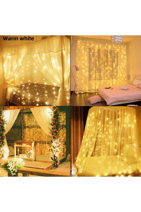 300/200/100 LED Curtain Fairy Lights with Remote Control, 8 Modes USB Starry Christmas New Year String Light, Decorative Lighting for Room Garden Wedding Party