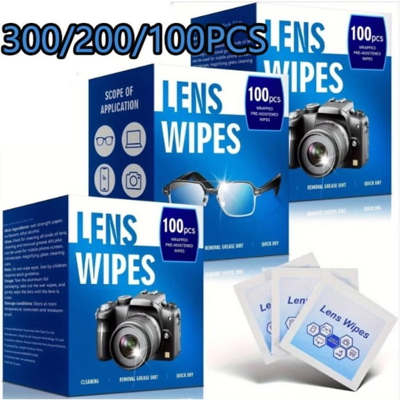 300/200/100PCS Lens Cleaning Wipes Individually Wrapped Eyeglass Lens Cleaning Wipes