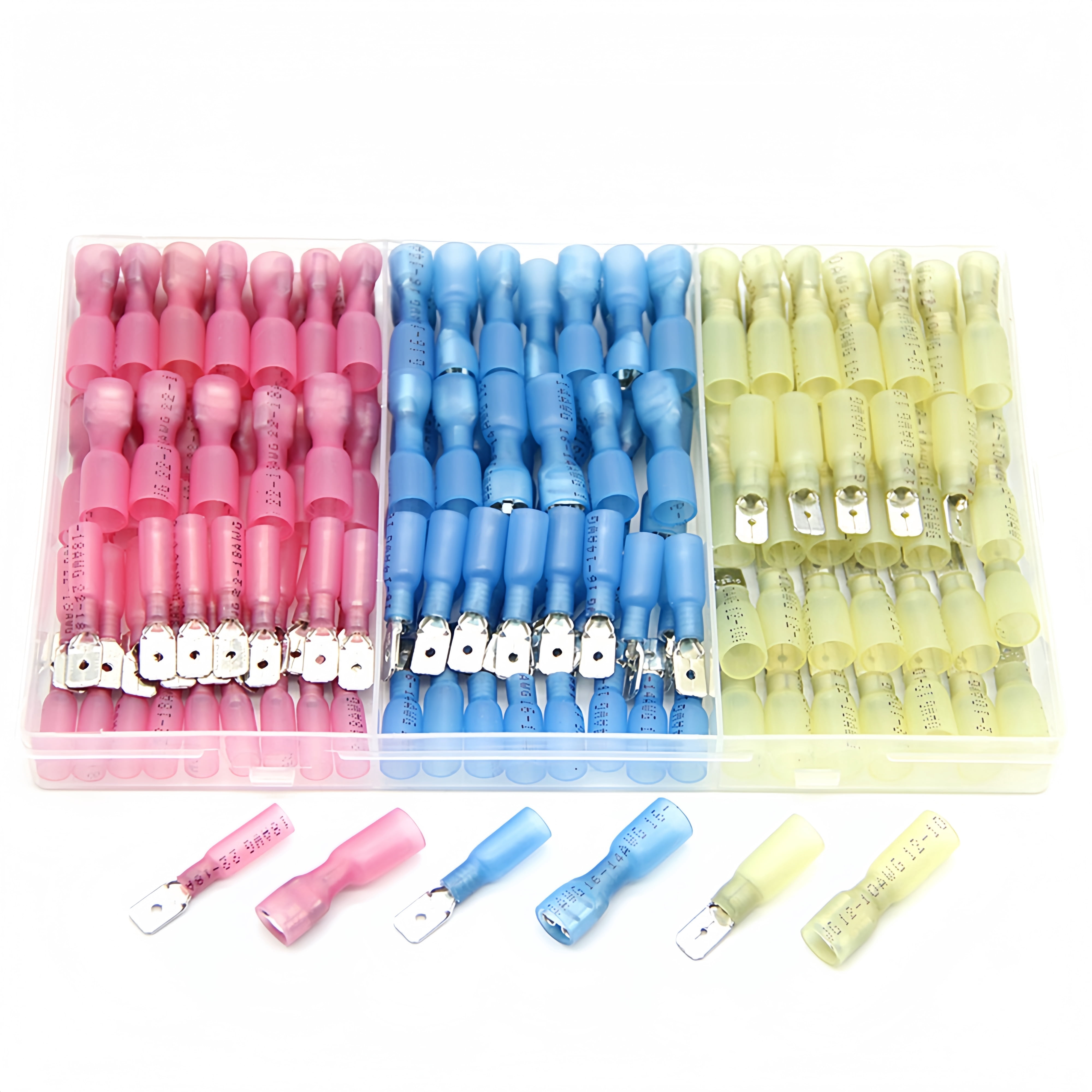 300/220/140-piece heat-shrink flat terminal electrical connectors Female and male cable mating connectors Quick-crimp cable connector kits