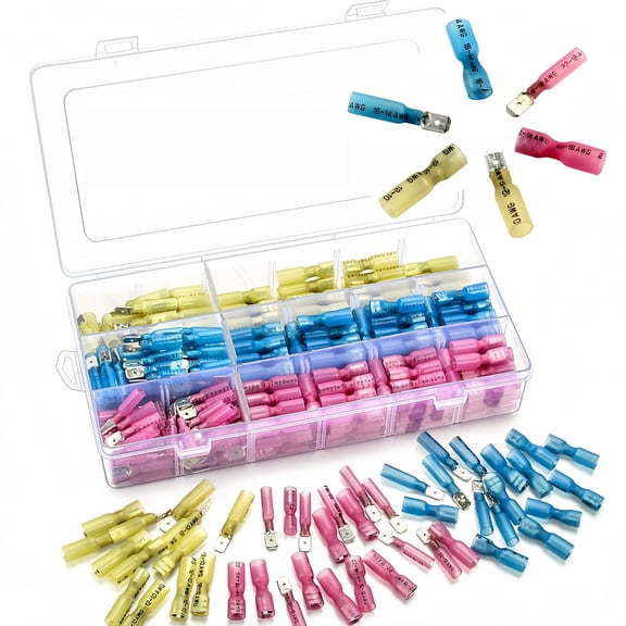 300/220/140-piece heat-shrink flat terminal electrical connectors Female and male cable mating connectors Quick-crimp cable connector kits