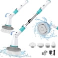 thumbnail image 1 of 300/350RPM Electric Spin Scrubber, 1.5H Runtime Cordless Shower Scrubber, 25-47" Adjustable Arm, 4 Waterproof Brush Heads(Angle Adjustable), Power Shower Scrubber for Bathtub Tile Floor Grout Bathroom, 1 of 11