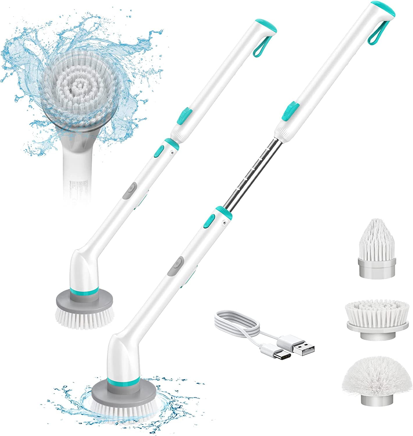 300/350RPM Electric Spin Scrubber, 1.5H Runtime Cordless Shower