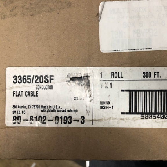 300' - 3M 0.05" 20C Round 28AWG Stranded Flat Cable 3365/20SF 80-6102-0193-3