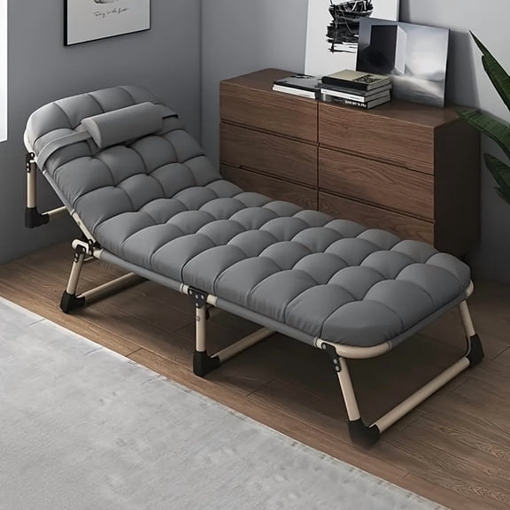 300 400 600 Pound Load Bearing Folding Bed With Cushion Optional Mattress Free Version Single Recliner Ergonomic Lounge Chair Portable Multifunctional Bed For Garden Office Camping Nap