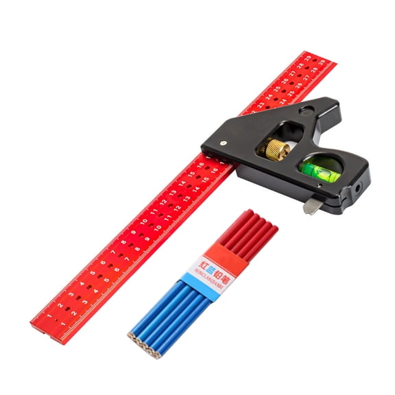 300/400mm Carpenter's Combination Square with Handle and Integrated Levels for Precise Marking and Measuring