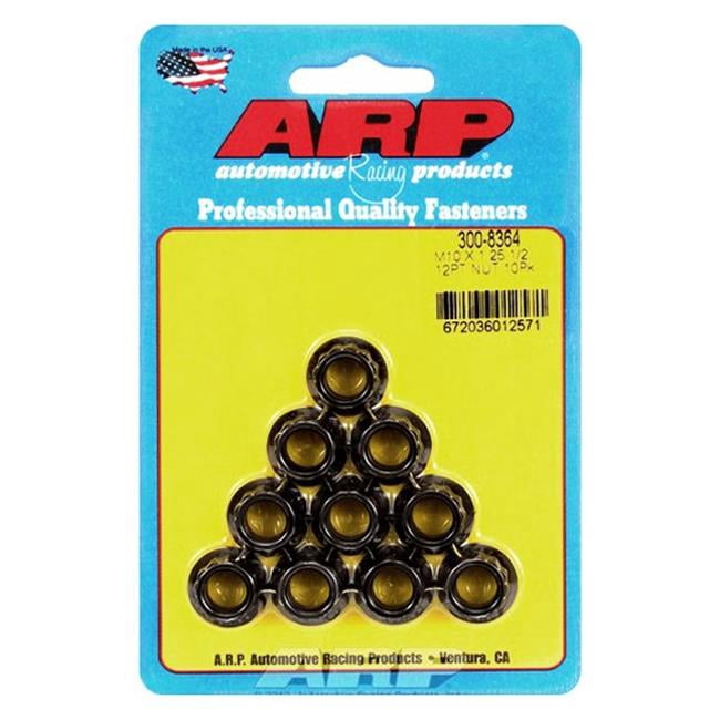 300-8364 10 x 1.25 mm 12 Point Black Oxide Steel Nut - Set of 10