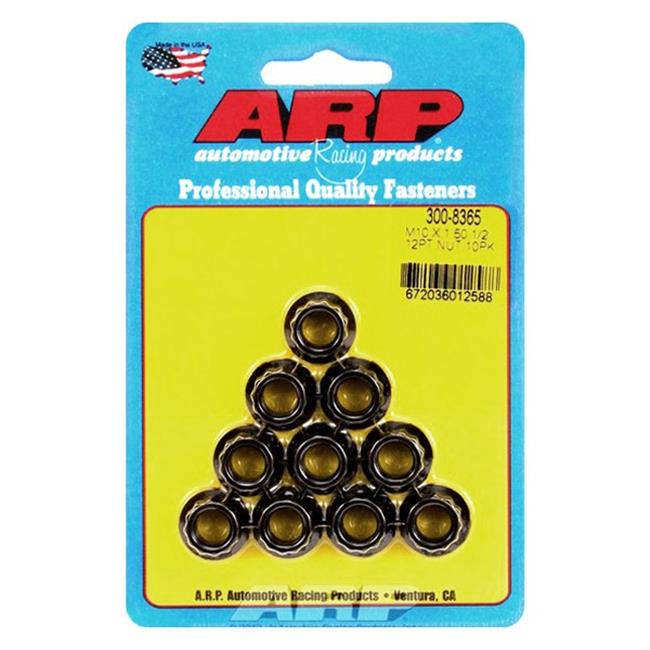 300-8365 10 x 1.50 mm 12 Point Black Oxide Steel Nut - Set of 10