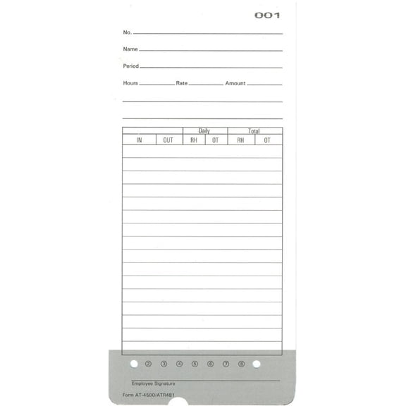300 ATR481 Time Cards for Acroprint ATR480 & Allied Time AT-4500 Time Clocks