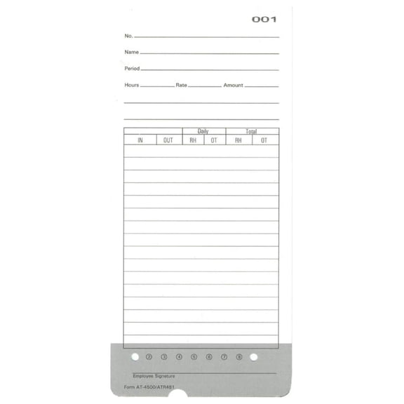 (300) Allied AT-4500 Time Cards Also for Acroprint ATR480 ATR481 Compatible by