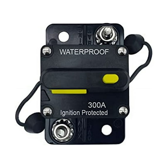 300 Amp Circuit Breaker DC 12V-48V with Manual Reset, Waterproof, Fuse Inverter for Auto, Car, Trailer, Truck, RV, Marine, Boat, Audio, Current Overload Protection (300A)