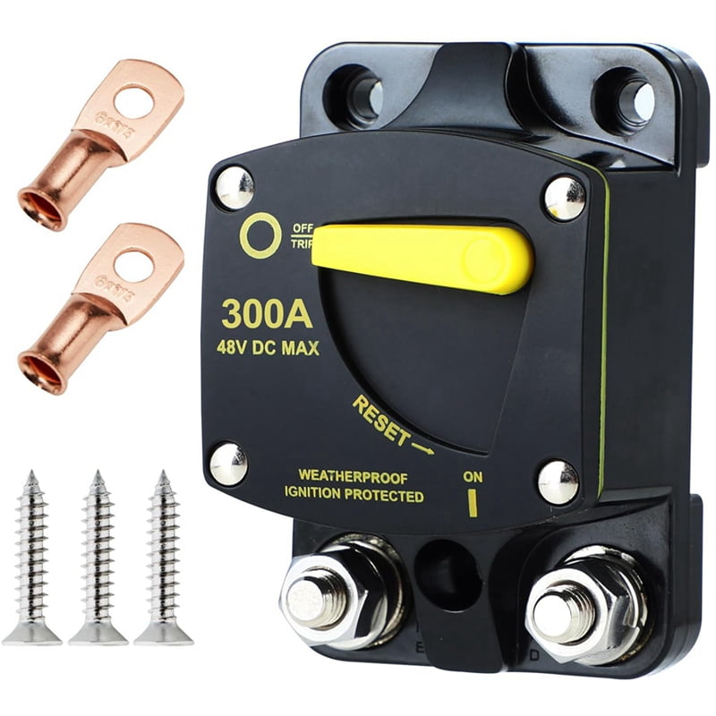300 Amp Manual Reset DC Circuit Breaker - 12-48V For Cars, Boats, Solar, Inverters, RVs