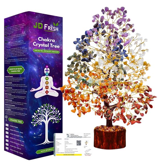 300 Beads Crystal Tree, 7 Chakra Crystal Tree Showpiece, Good Luck, Multicolor | Positive Energy, Showpiece For Living Room, Natural Healing Gemstones Money Tree, Lucky Tree For Good Luck