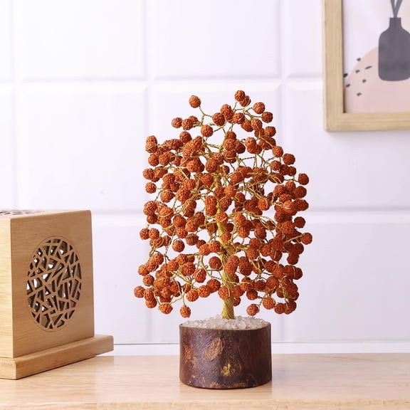 300 Beads Healing Tree For Home Dcor, Living Room, Good Luck - Rudraksh Tree | Handmade Spiritual Showpiece For Home Decoration Items | Aesthetic Room Decorative Showpiece | Festival Gifts
