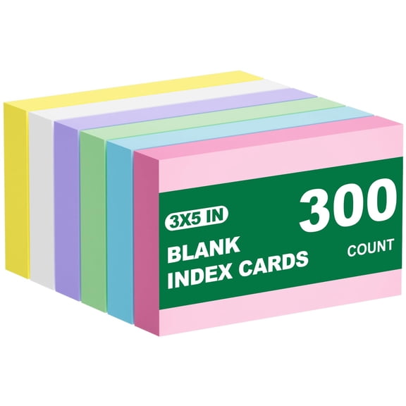 300 Blank Index Cards 3x5, Colorful Study Flashcards for Students Teachers Professionals, Unlined Note Cards Bulk Pack, 6 Neon Colors, Multicolor