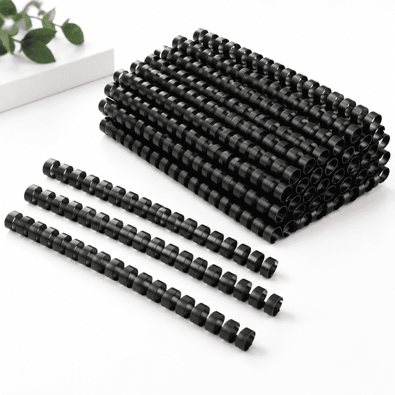 300 Bulk 1/2 Inch Black Plastic 19-Ring Binding Combs for Notebook Calendar and Documents