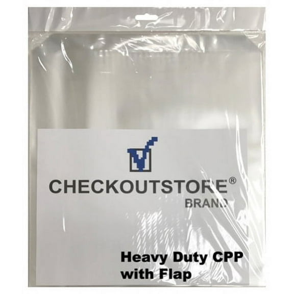 (300) CheckOutStore Clear Plastic CPP Sleeves for 12" LP Vinyl 33 RPM Records (Tuckable Flap)
