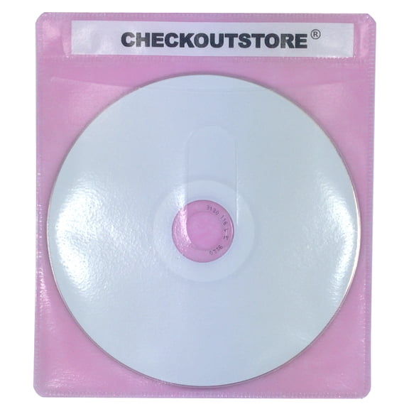 (300) CheckOutStore Premium CD Double-sided Storage Plastic Sleeve (Pink)