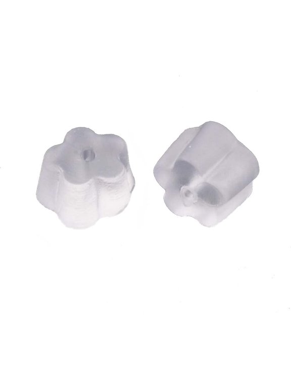 300 Clear Flower Shaped Soft Plastic Safety Sleeve Earring Backings for Fishhook Hook Earrings