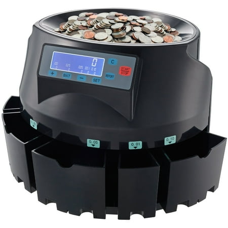 300 Coins/min Coin Sorter Counter with Wrapper - LCD Display, 2000-Coin Capacity - Sorts Pennies, Nickels, Dimes, Quarters & Dollar Coins
