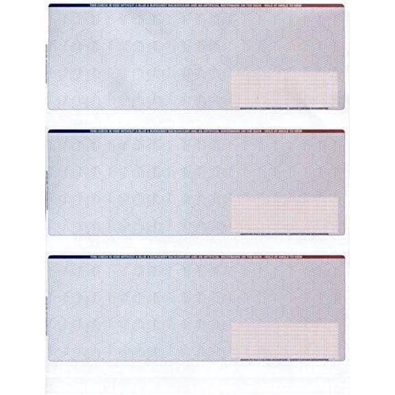 300 Computer Checks "Ultimate Security" - Heavy Paper 28# Blank Check Stock for Personal and Business Use - 3 Checks Per Page | 100 Sheets/300 Checks (Blue/Red Cubed) Payroll Checks