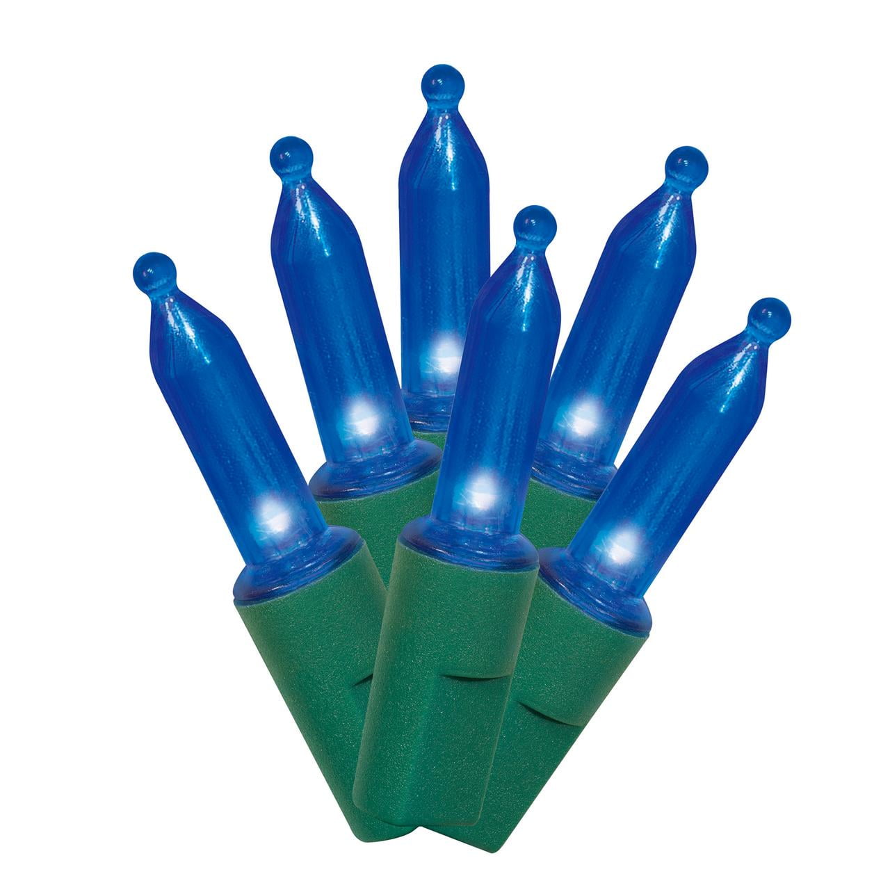 300Count Blue LED Mini Christmas Lights with Green Wire, 61.3