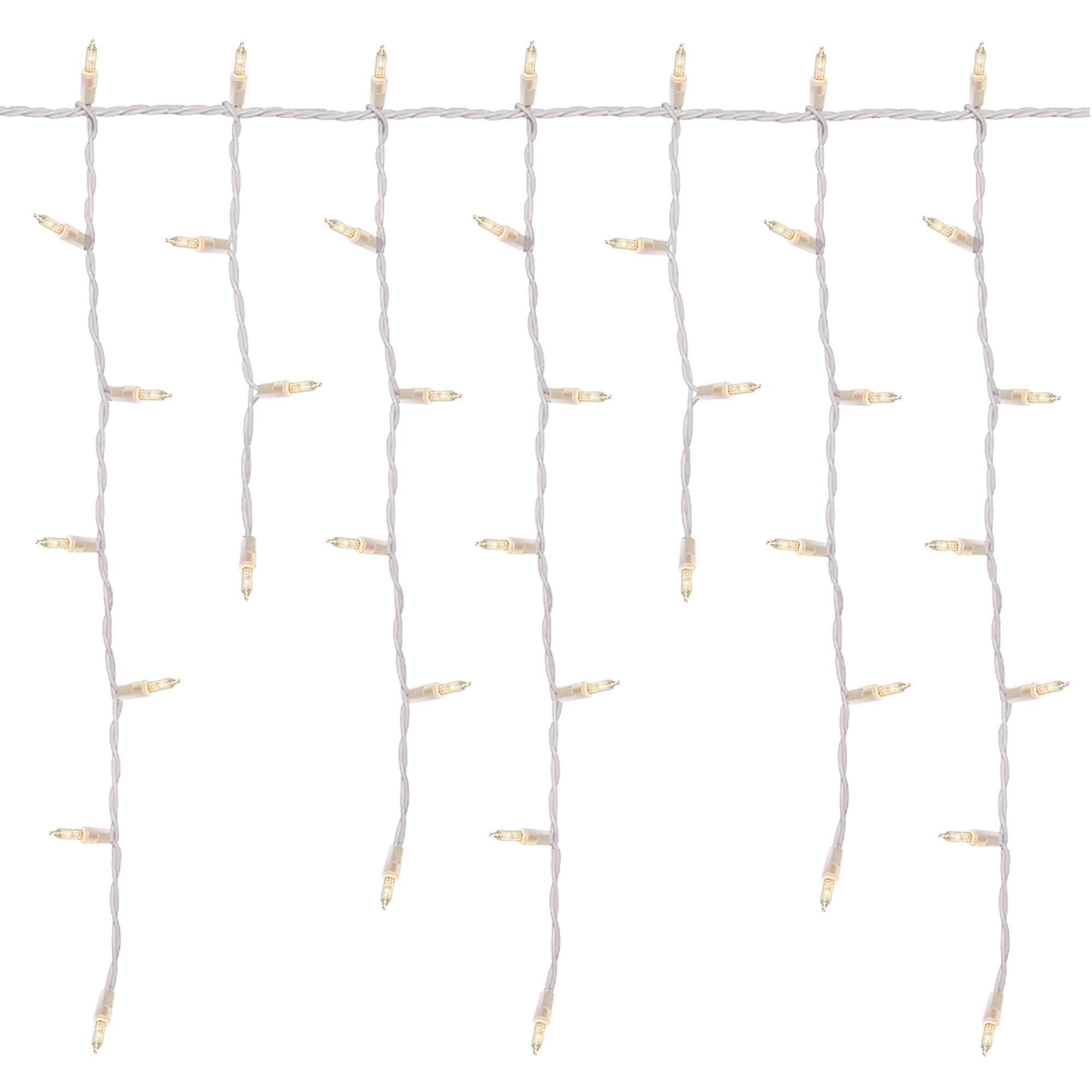 300Count Clear Incandescent Icicle Christmas Lights with White Wire