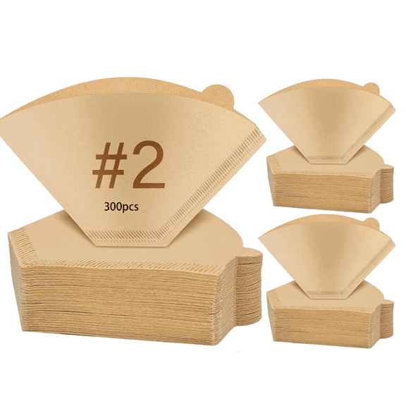 300 Count Coffee Filter, Coffee Filters Cone Unbleached Disposable Coffee Filters 2 Cone Paper Fits for Drip and Compatible with Pour Over Coffee Maker(2-6 Cup)