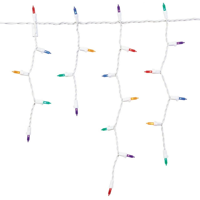 300Count Multicolor LED Icicle Christmas Lights with White Wire, 19